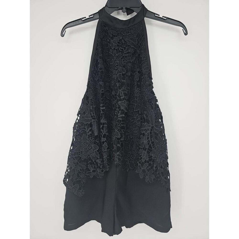 Marciano Women's‎ Romper 2 Black Hatler Neck Lace Overlay Boho Y2K